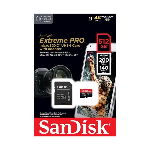 SanDisk 512GB Extreme PRO micro-SDXC Card & Adapter - 4