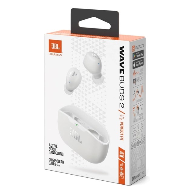 JBL Vibe Buds 2 White Active Noise Cancelling True Wireless Bluetooth Earphones - 8
