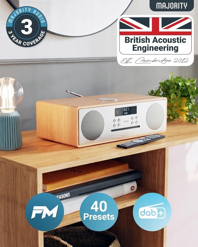 Majority Oakington Oak Bluetooth HiFi System - 3