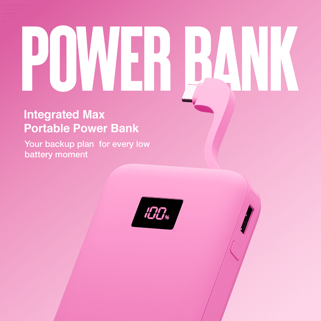 Juice 5 Charges Pink 20000mAh Power Bank with Integrated Cable - 2