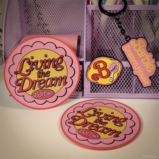 Barbie Keyring, Pin Badge & Coasters Gift Set - 6