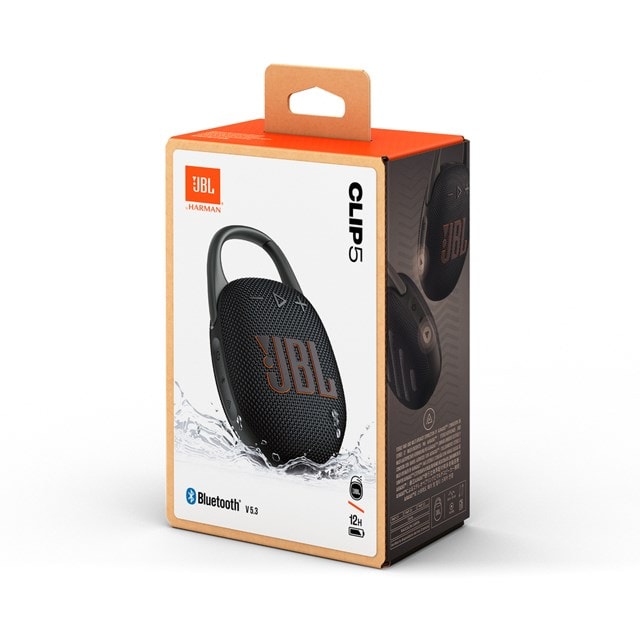 JBL Clip 5 Black Bluetooth Speaker - 8