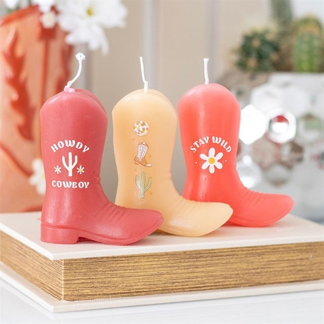 Cowboy Boot Set Of 3 Candles - 2