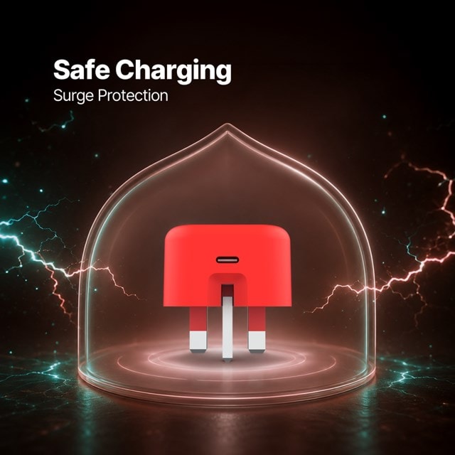 Ttec SmartCharger Pro Neon Red 20W Wall Plug and USB-C Cable Pack - 4