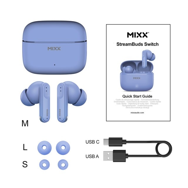 Mixx Audio StreamBuds Switch S7 Sky Blue True Wireless Bluetooth Earphones - 4