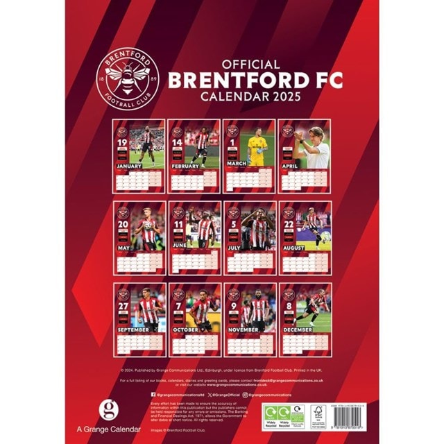 Brentford FC 2025 Calendar A3 - 3