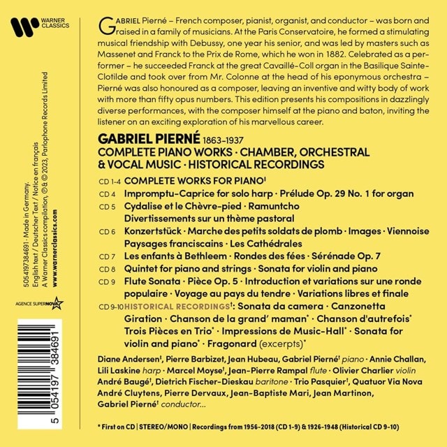 Pierne: Complete Piano Works/Chamber/Orchestral  & Vocal Music: Historical Recordings - 1