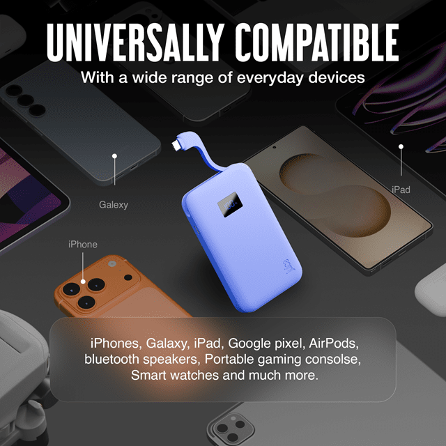 Juice 1 Charge Ultramarine 5000mAh Power Bank with Integrated Cable - 7