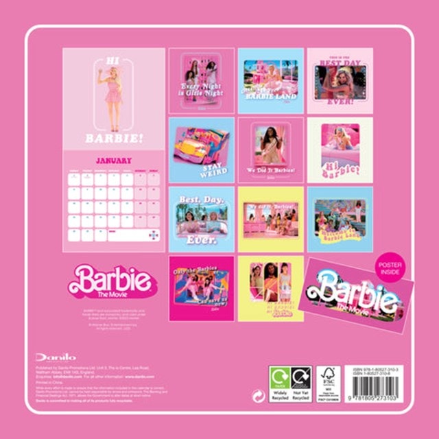 Barbie Movie 2024 Square Calendar - 4