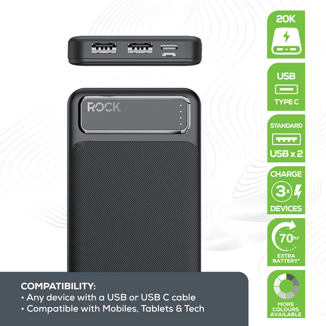 Rock Black 20000mAh Power Bank - 2