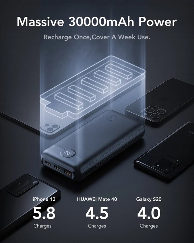 Veger L30 30,000Mah Black Powerbank With Led Display Screen - 6