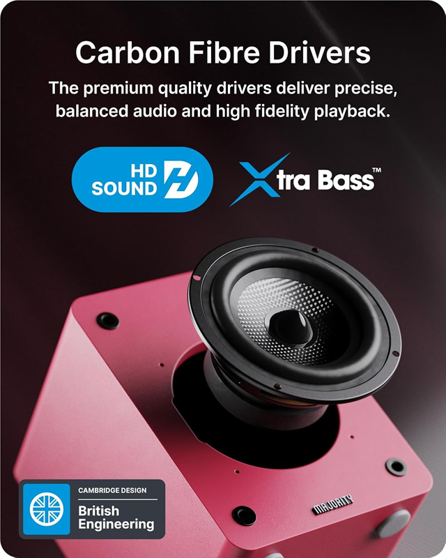 Majority D50X Maroon Red Bluetooth Bookshelf Speakers - 4