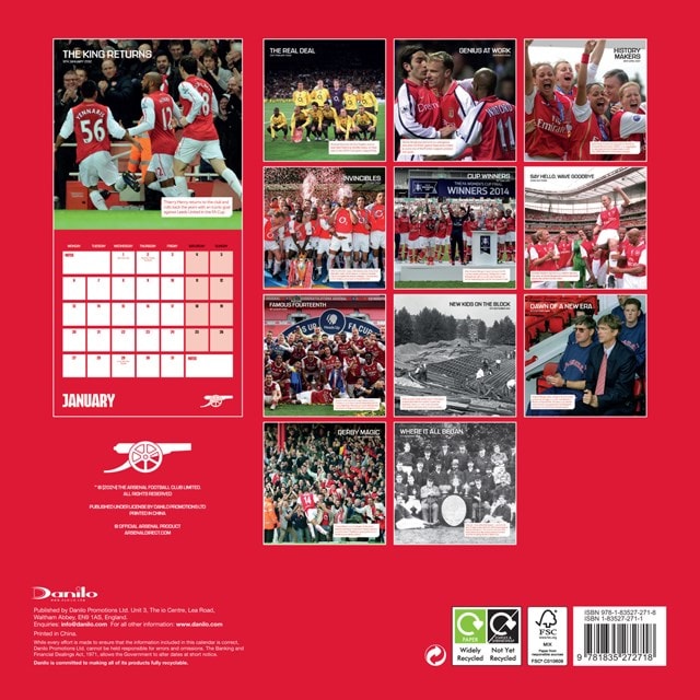 Arsenal FC Legends 2025 Square Calendar - 2