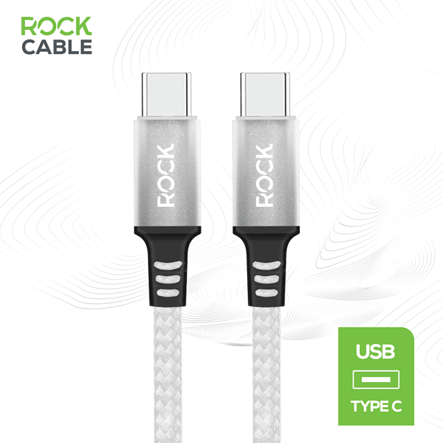 Rock White Braided USB-C to USB-C Cable 1M - 1