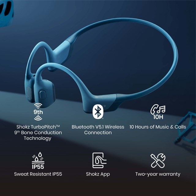 Shokz OpenRun Pro Blue Bone Conduction Bluetooth Earphones - 9