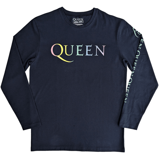 Rainbow Crest Queen Navy Long Sleeve Tee (Small) - 1