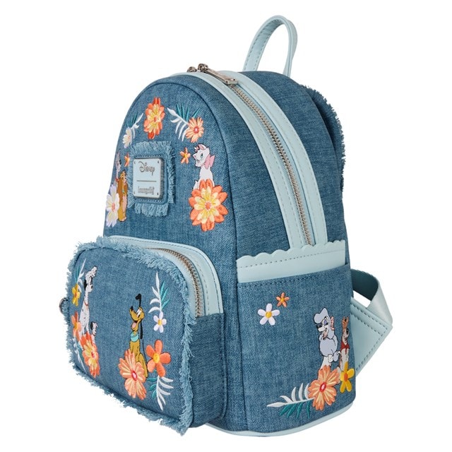 Disney Dogs & Cats Faux Denim Fringe Loungefly Mini Backpack - 3