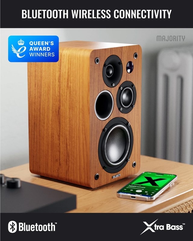 Majority D100X Walnut Bluetooth Bookshelf Speaker - 4