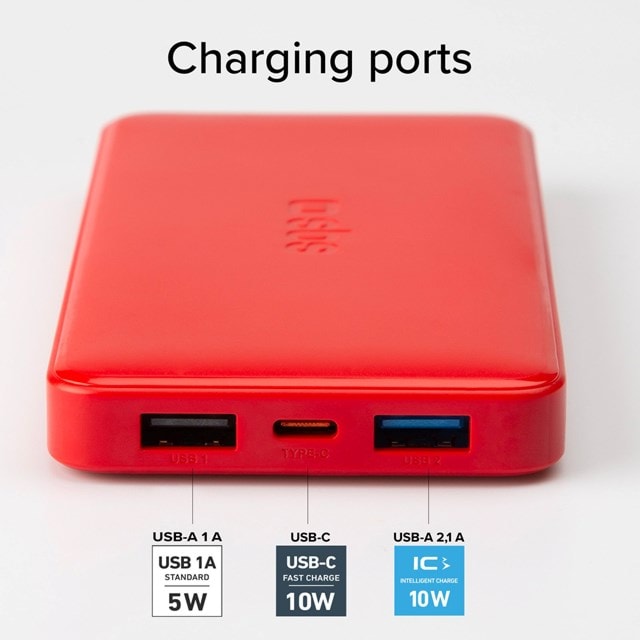 SBS 10W Red 10000mAh Power Bank - 3