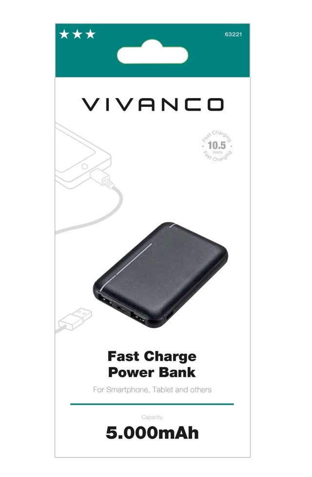 Vivanco PB5000BK Black Powerbank 5000Mah - 7