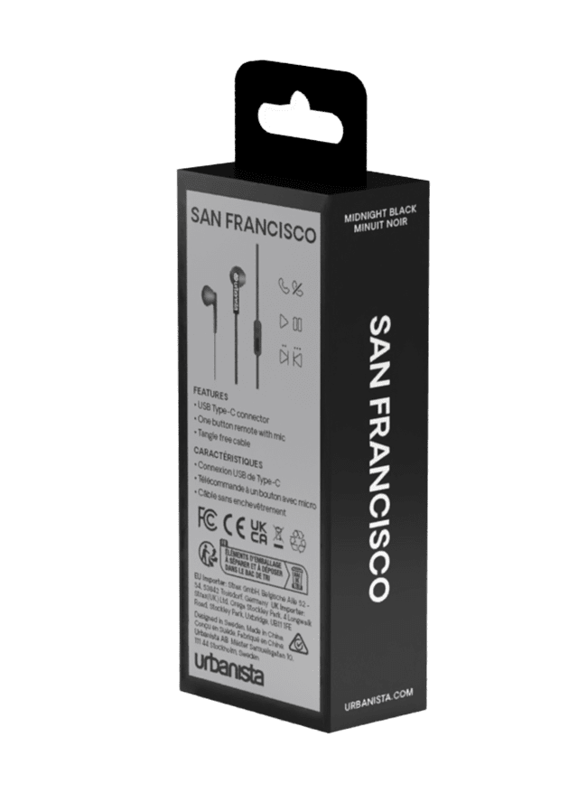Urbanista San Francisco Midnight Black USB-C Connector Earphones - 5