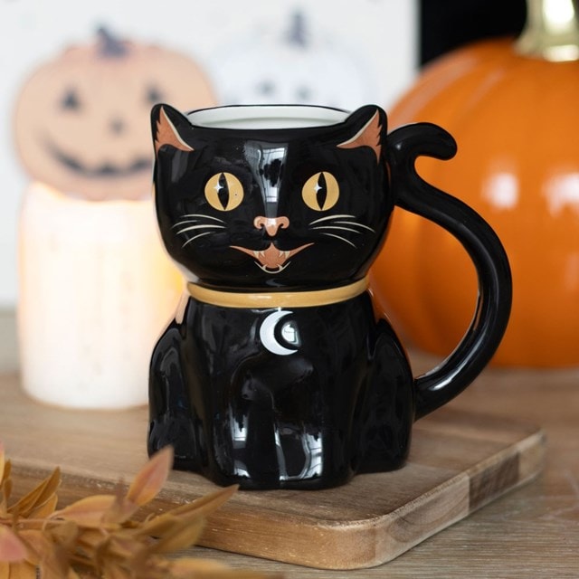 Spooky Black Cat Shaped Mug - 3