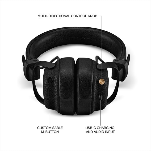Marshall Milton Black Active Noise Cancelling Bluetooth Headphones - 6