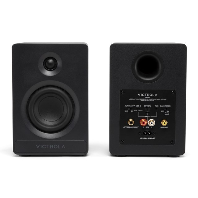 Victrola Tempo Black Bluetooth Bookshelf Speakers - 4