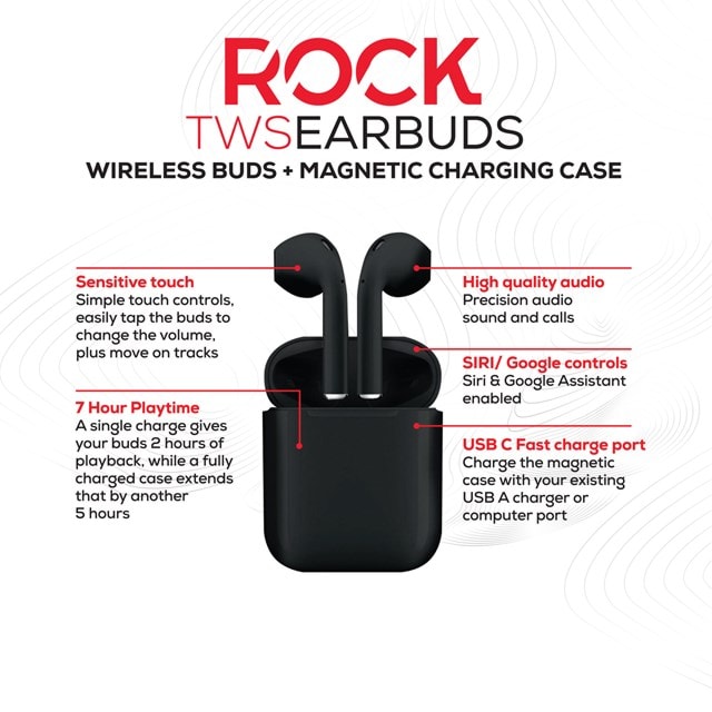 Rock TWS Black True Wireless Bluetooth Earphones - 4