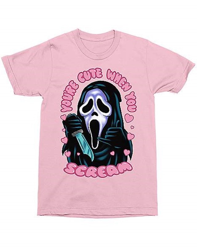 You're Cute When You Scream Ghostface Pink Tee (Small) - 1