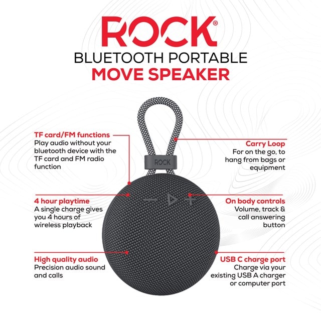 Rock Move Grey Bluetooth Speaker - 3