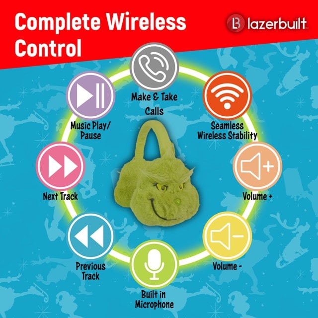 Lazerbuilt Grinch Plush Bluetooth Headphones - 3