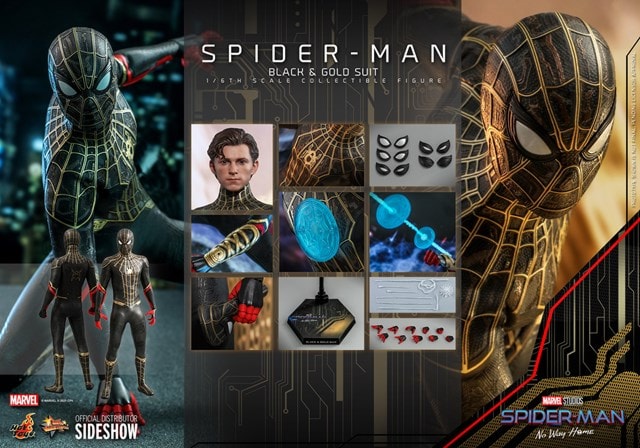 1:6 Spider-Man Black & Gold Suit: Spider-Man: No Way Home Hot Toys Figure - 7