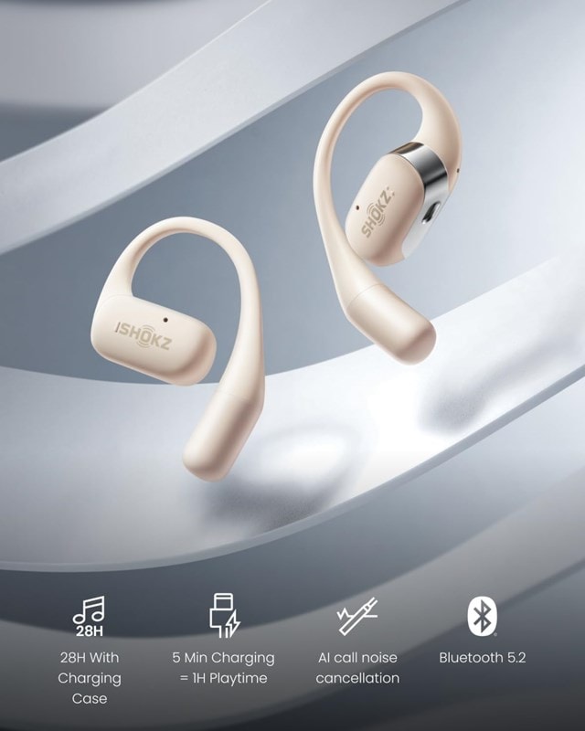 Shokz OpenFit Beige Open Ear True Wireless Bluetooth Earphones - 9