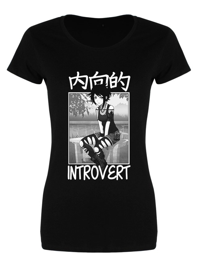 Introvert Tokyo Spirit: Black Ladies Fit Tee (Extra Large) - 1