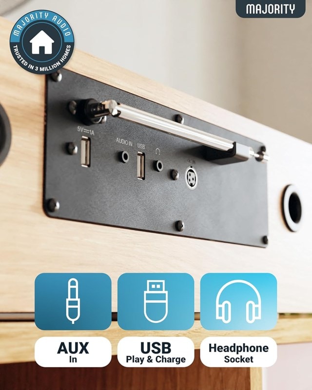 Majority Oakington Oak Bluetooth HiFi System - 5