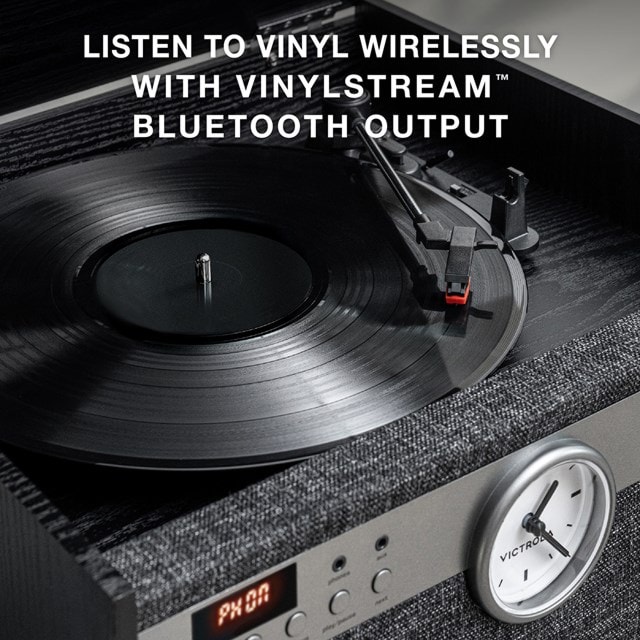 Victrola Century Black Bluetooth Turntable with Clock, CD & Cassette - 3