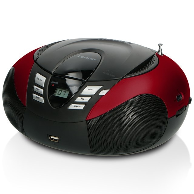 Lenco SCD-37 USB Red CD Player with FM Radio - 1