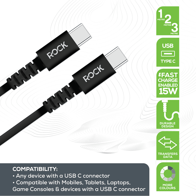 Rock Black USB-C to USB-C Cable 3M - 2