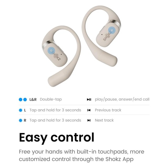 Shokz OpenFit Beige Open Ear True Wireless Bluetooth Earphones - 3