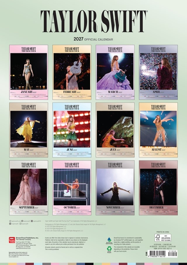 Taylor Swift 2027 A3 Calendar - 2