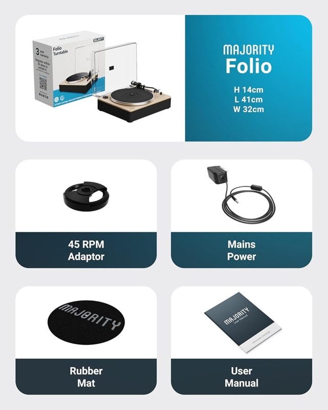 Majority Folio Oak Bluetooth Turntable - 7