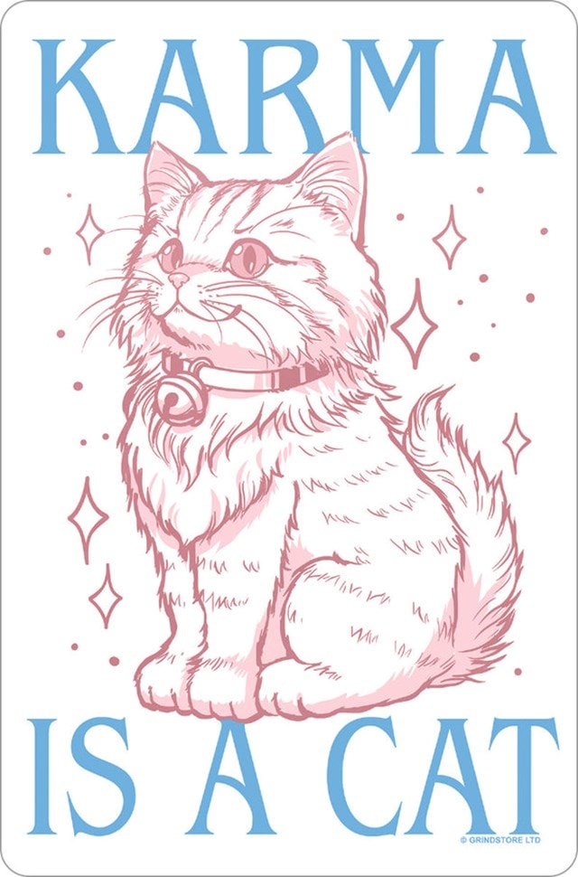 Karma Is A Cat Greet Tin Card - 1