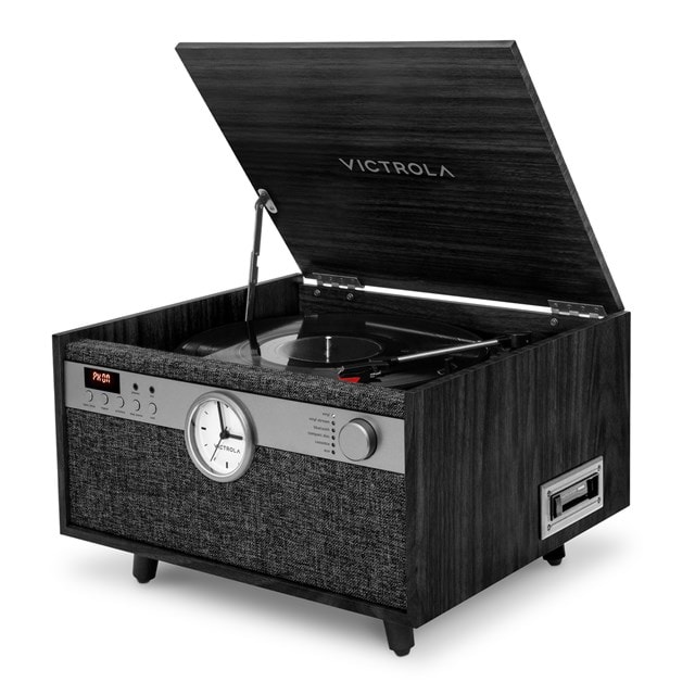 Victrola Century Black Bluetooth Turntable with Clock, CD & Cassette - 8