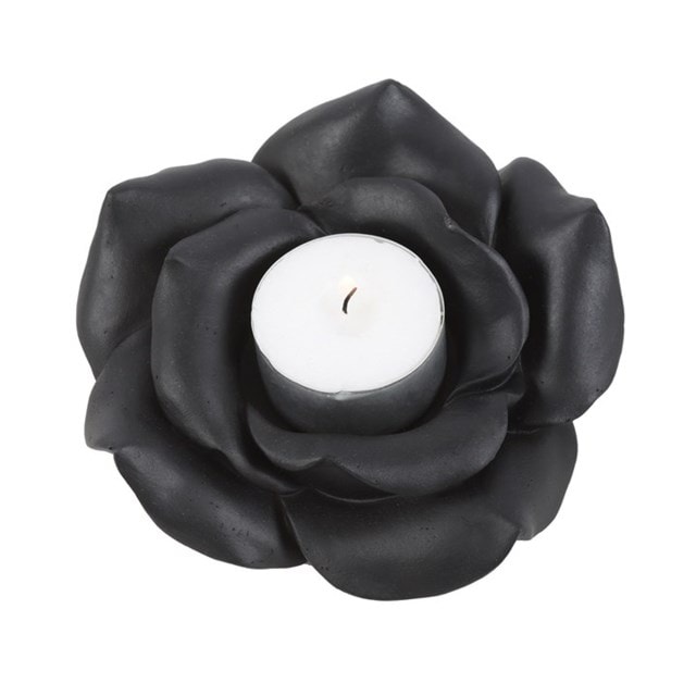 Black Rose Resin Tealight Candle Holder - 2