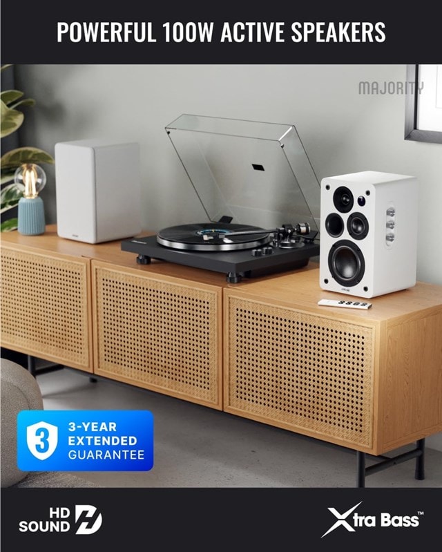 Majority D100X White Bluetooth Bookshelf Speaker - 2