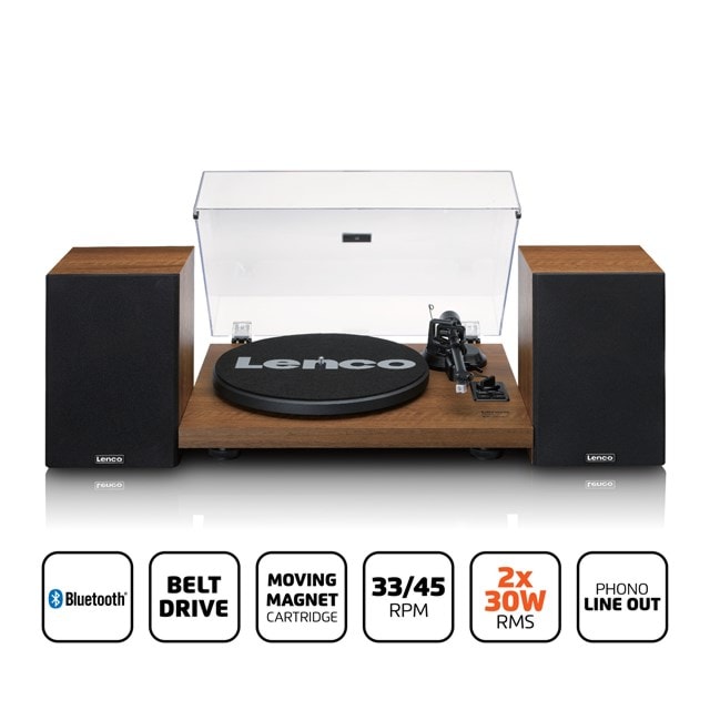 Lenco LS-480WD Wood Turntable and Speakers - 2