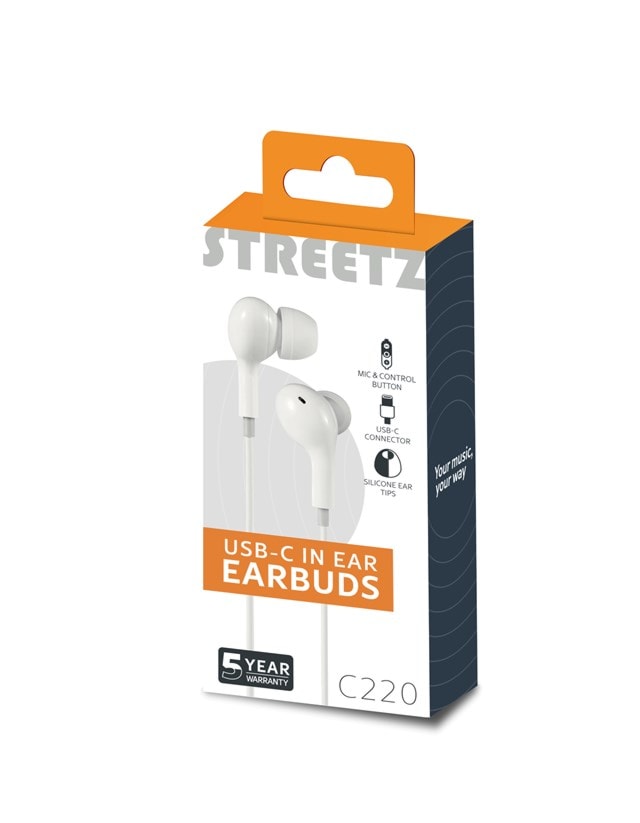 Streetz C220 White USB-C Earphones - 5