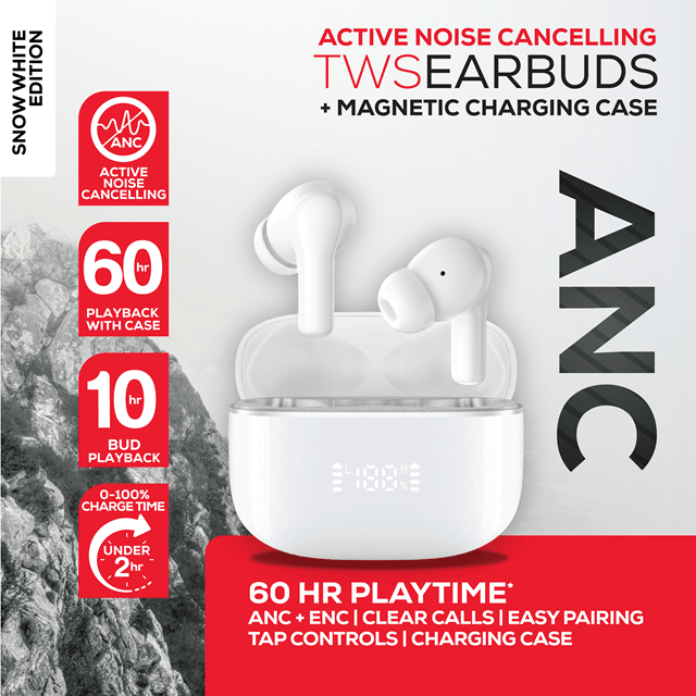 Rock ANC TWS White Active Noise Cancelling True Wireless Bluetooth Earphones - 6