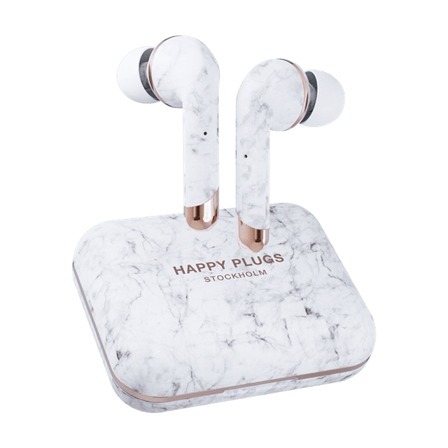 Happy Plugs Air1 Plus White Marble In Ear True Wireless Bluetooth Earphones - 1